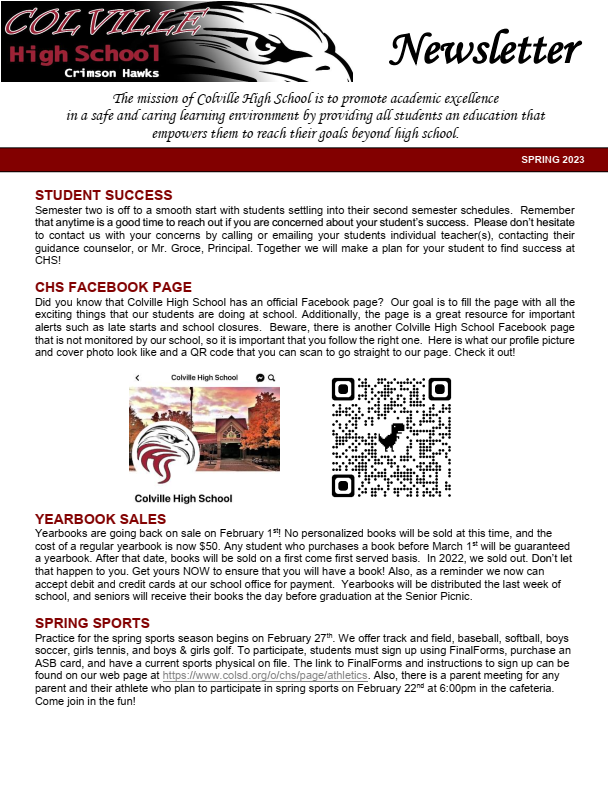 Spring Newsletter page 1