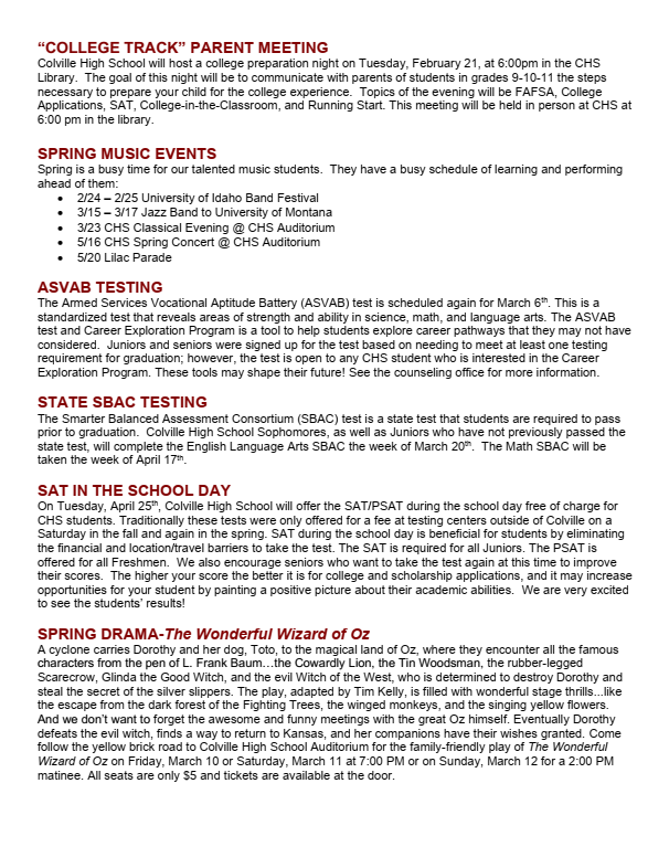 Spring Newsletter page 2